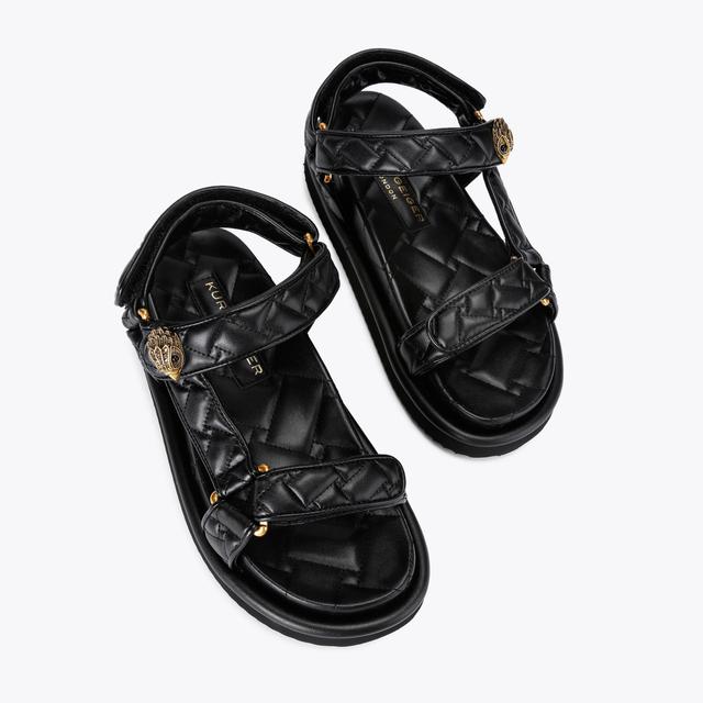 Carvela By Kurt Geiger ORSON SANDAL Black Quilted Velcro Sandal By KURT GEIGER LONDON