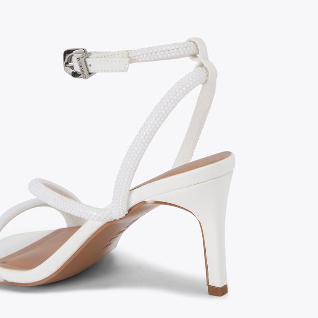 Carvela By Kurt Geiger PAPARAZZI LOW White Embellished Low Strappy Heel By CARVELA