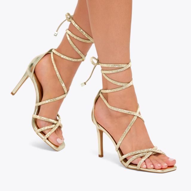 Carvela By Kurt Geiger PAPARAZZI TIE Gold Crystal Heel By CARVELA