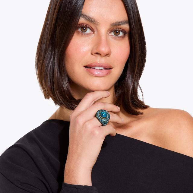 Carvela By Kurt Geiger PAVE OCTAVIA RING Blue Crystal Embellished Ring By KURT GEIGER LONDON