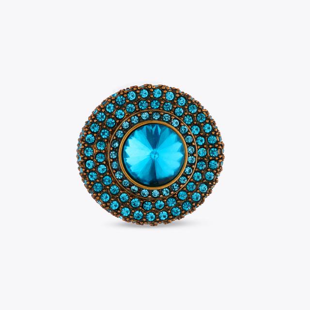 Carvela By Kurt Geiger PAVE OCTAVIA RING Blue Crystal Embellished Ring By KURT GEIGER LONDON