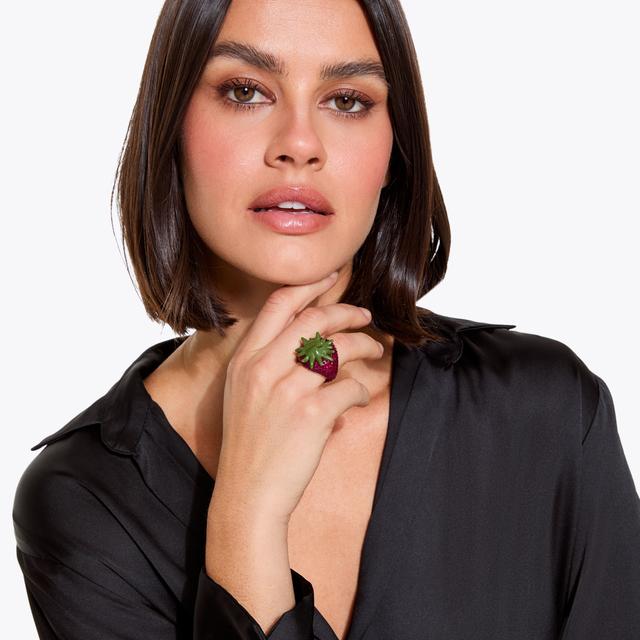 Carvela By Kurt Geiger PAVE STRAWBERRY RING Strawberry Crystal Ring By KURT GEIGER LONDON
