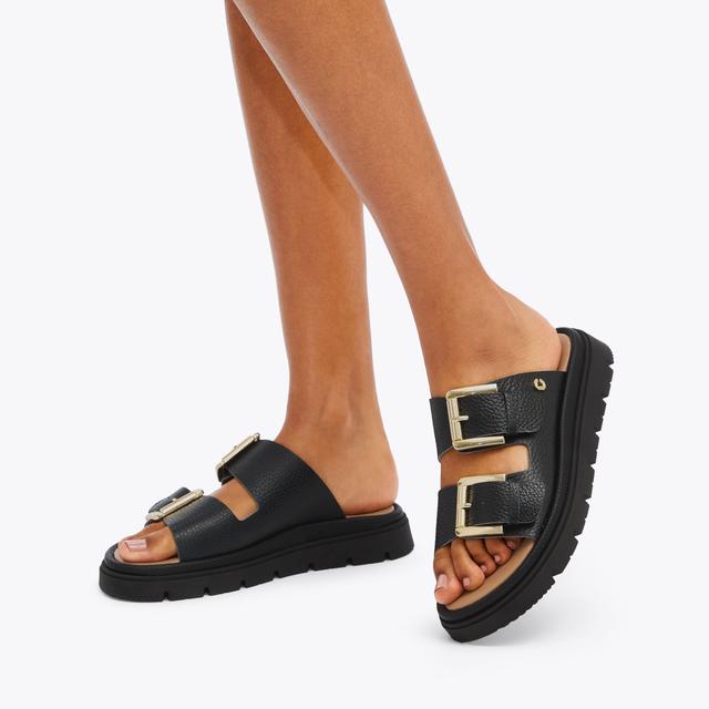 Carvela By Kurt Geiger PAVILION Black Leather Sandal By CARVELA COMFORT