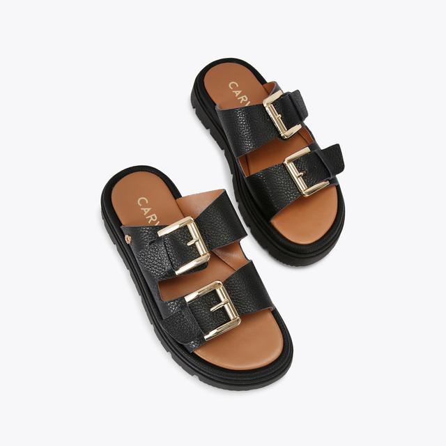 Carvela By Kurt Geiger PAVILION Black Leather Sandal By CARVELA COMFORT