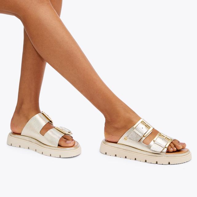 Carvela By Kurt Geiger PAVILION Gold Metallic Leather Sandal By CARVELA COMFORT