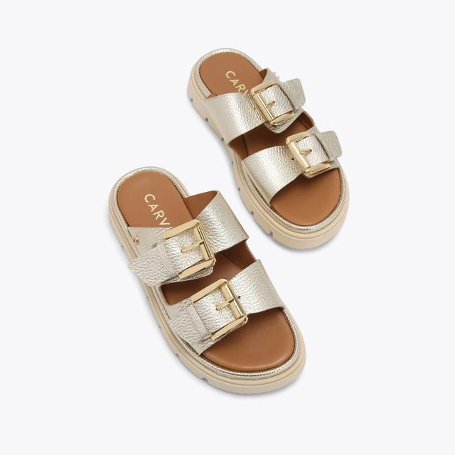 Carvela By Kurt Geiger PAVILION Gold Metallic Leather Sandal By CARVELA COMFORT