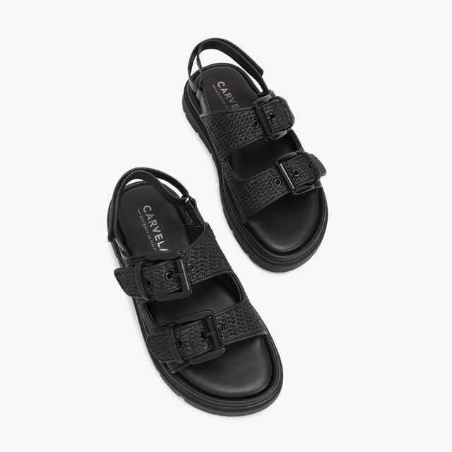 Carvela By Kurt Geiger PAVILION SLINGBACK Black Raffia Sandal By CARVELA COMFORT