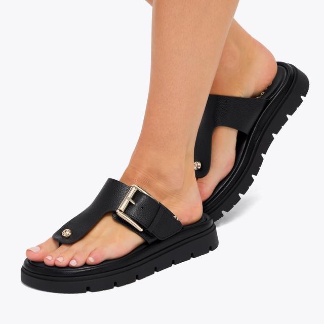 Carvela By Kurt Geiger PAVILION T-BAR MULE Black Leather Sandal By CARVELA COMFORT