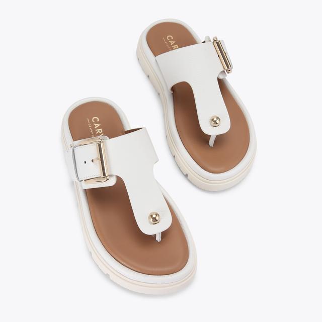 Carvela By Kurt Geiger PAVILION T-BAR MULE Bone T-Bar Sandal By CARVELA COMFORT
