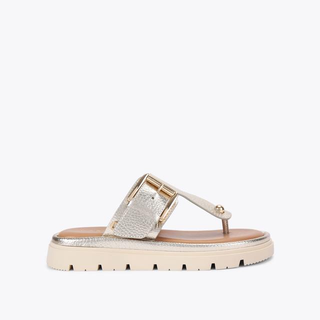 carvela by kurt geiger PAVILION T-BAR MULE Gold Leather T-Bar Sandal by CARVELA COMFORT