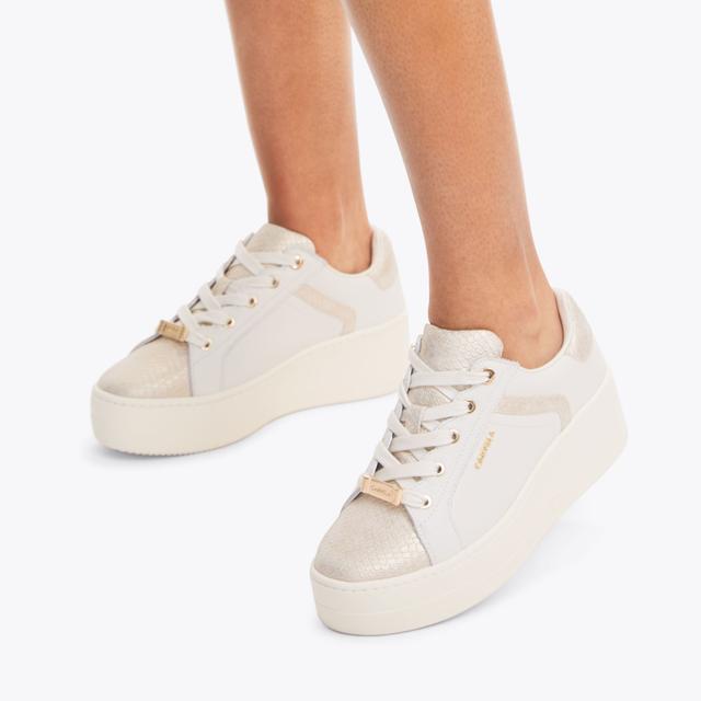Carvela By Kurt Geiger PERENNE SNEAKER Cream Leather Sneaker By CARVELA