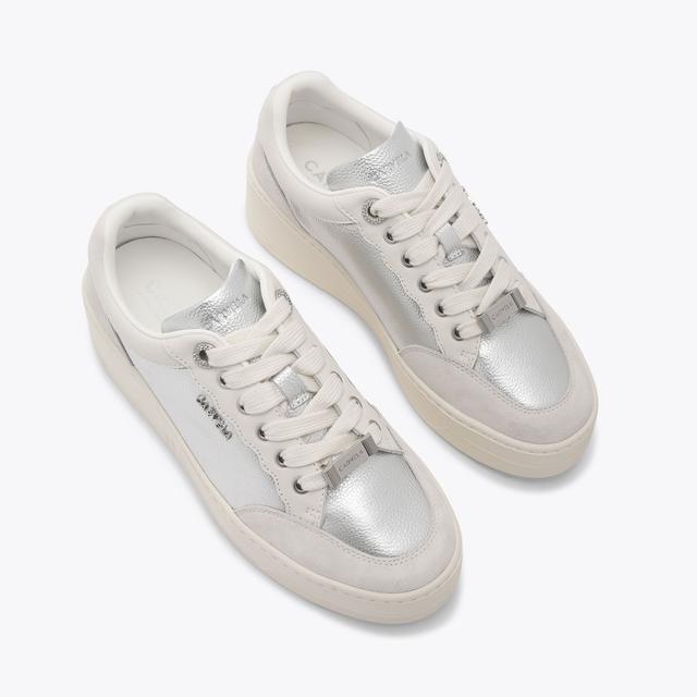 Carvela By Kurt Geiger PERENNE SNEAKER Silver Leather Textured Sneaker By CARVELA