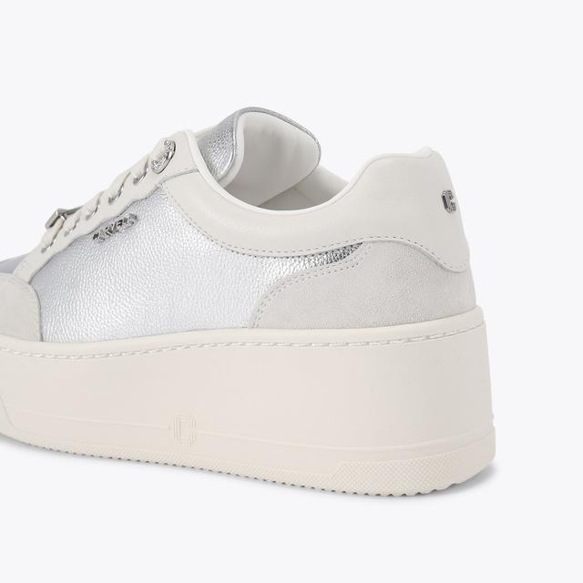 Carvela By Kurt Geiger PERENNE SNEAKER Silver Leather Textured Sneaker By CARVELA