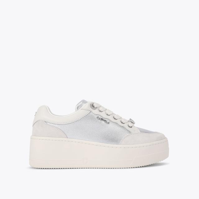 carvela by kurt geiger PERENNE SNEAKER Silver Leather Textured Sneaker by CARVELA