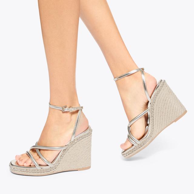 Carvela By Kurt Geiger PEYTON Gold Fabric Wedge Heel By KG KURT GEIGER