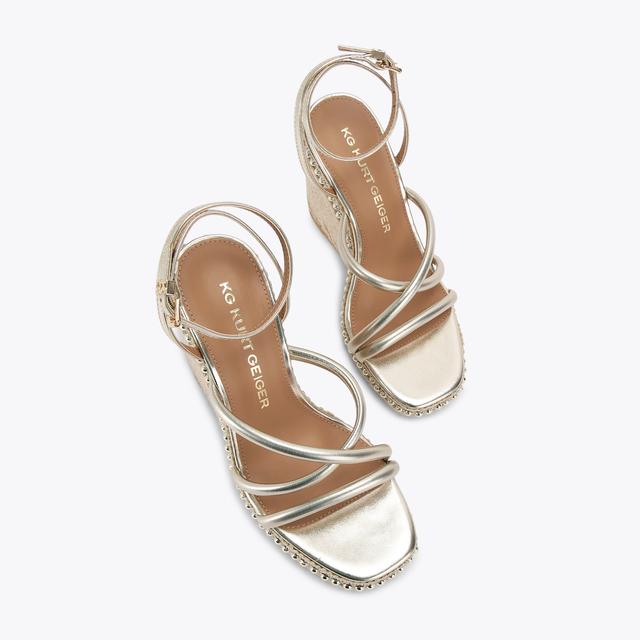 Carvela By Kurt Geiger PEYTON Gold Fabric Wedge Heel By KG KURT GEIGER