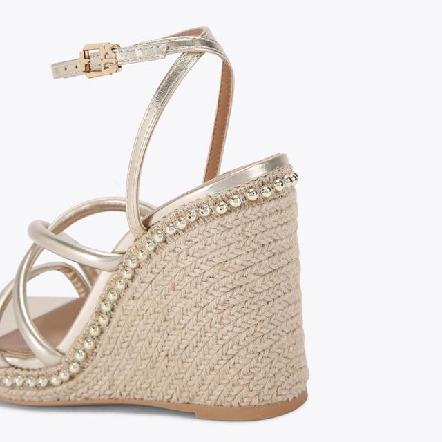 Carvela By Kurt Geiger PEYTON Gold Fabric Wedge Heel By KG KURT GEIGER