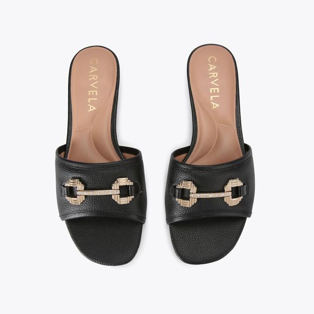 Carvela By Kurt Geiger POISE MULE Black Leather Flat Sandals By CARVELA