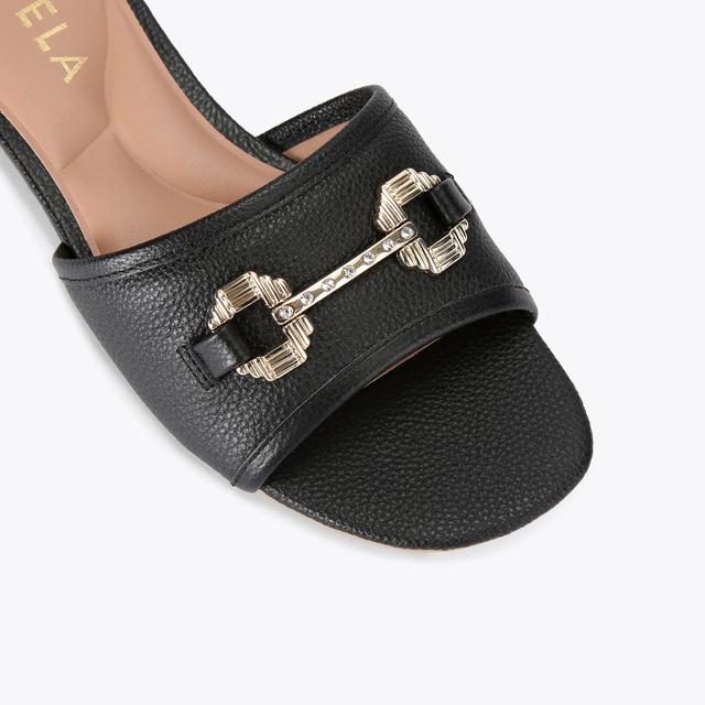 Carvela By Kurt Geiger POISE MULE Black Leather Flat Sandals By CARVELA
