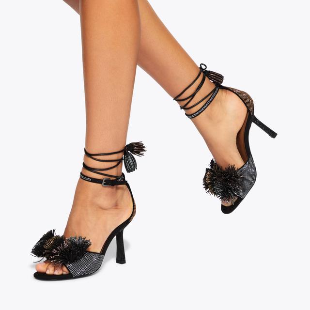 Carvela By Kurt Geiger POM POM ANKLE TIE SANDAL Crystal Embellished High Heels By KURT GEIGER LONDON