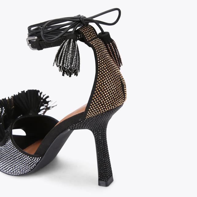 Carvela By Kurt Geiger POM POM ANKLE TIE SANDAL Crystal Embellished High Heels By KURT GEIGER LONDON