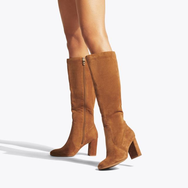 Carvela By Kurt Geiger POSE KNEE HIGH Tan Suede Knee High Boot By CARVELA