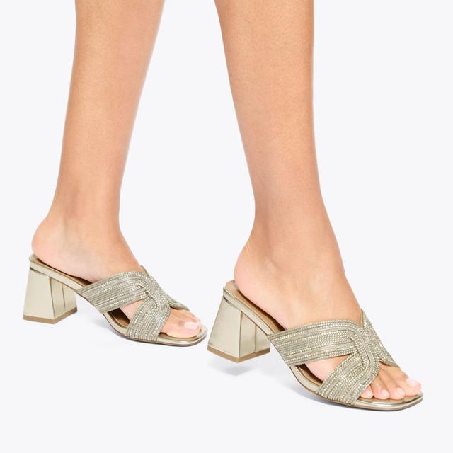 Carvela By Kurt Geiger POSE MULE Gold Rope Block Heel By KG KURT GEIGER