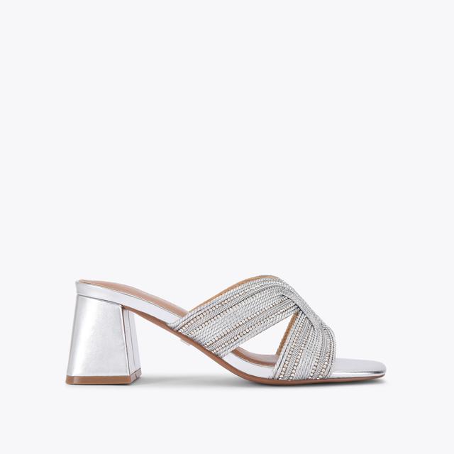 carvela by kurt geiger POSE MULE Silver Rope Block Heel by KG KURT GEIGER