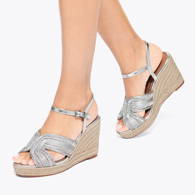 Carvela By Kurt Geiger POSE WEDGE Silver Wedge Crystal Heel By KG KURT GEIGER