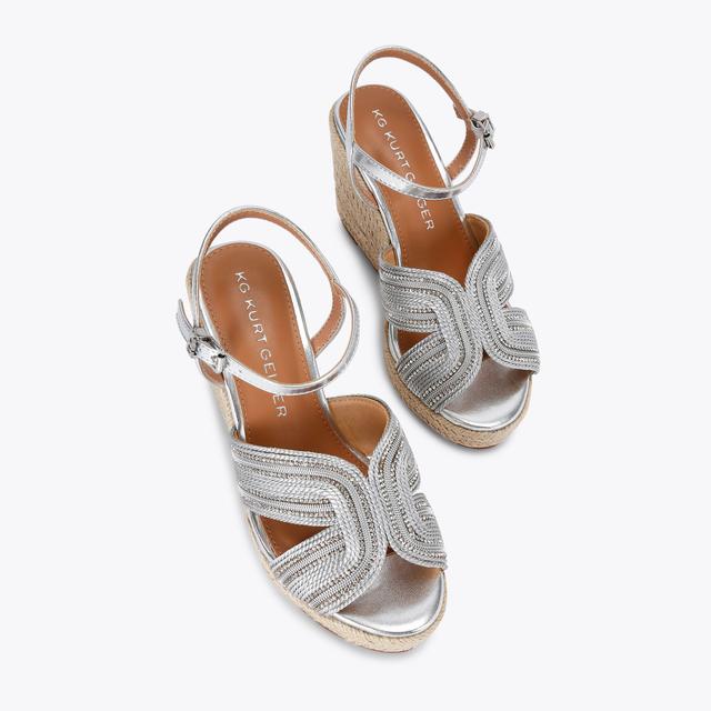 Carvela By Kurt Geiger POSE WEDGE Silver Wedge Crystal Heel By KG KURT GEIGER
