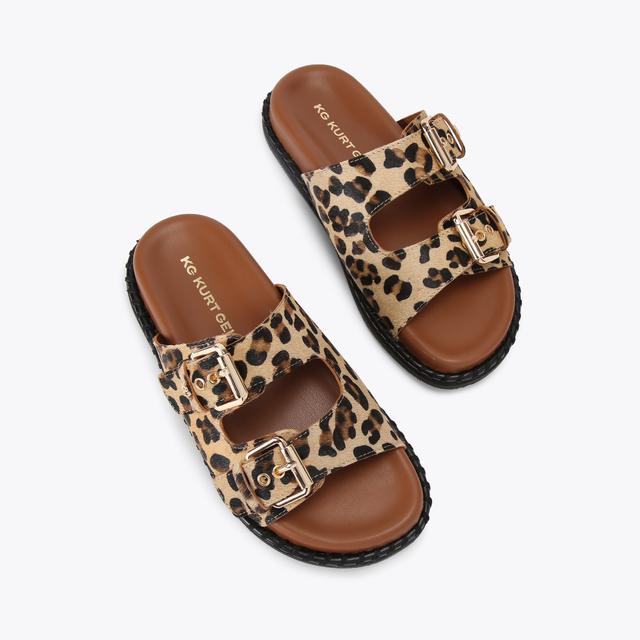 Carvela By Kurt Geiger POSIE Leopard Textured Slip On Sandals By KG KURT GEIGER