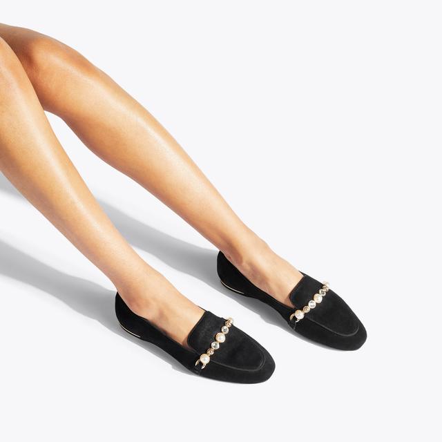 Carvela By Kurt Geiger PRECIOUS LOAFER Black Suede Leather Loafer By CARVELA