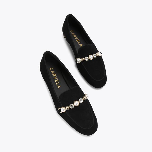 Carvela By Kurt Geiger PRECIOUS LOAFER Black Suede Leather Loafer By CARVELA