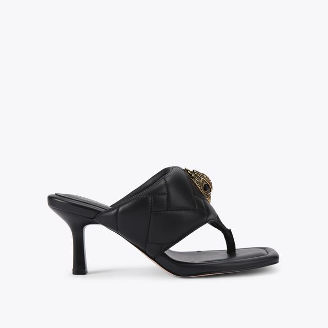 carvela by kurt geiger PUFF THONG HEEL 85 Black Quilted Heeled Sandal by KURT GEIGER LONDON