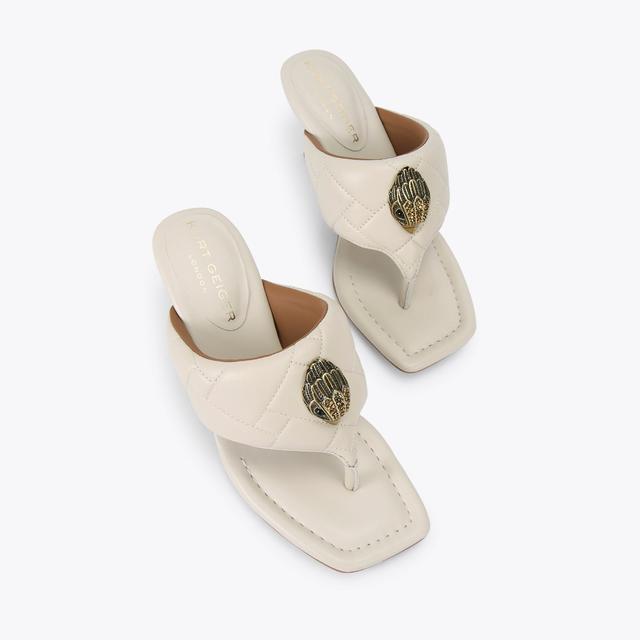 Carvela By Kurt Geiger PUFF THONG HEEL 85 Bone Leather T-Bar Sandal By KURT GEIGER LONDON