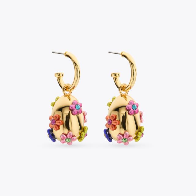 carvela by kurt geiger RAINBOW FLORAL HUGGIES Gold Hoop Earrings by KURT GEIGER LONDON