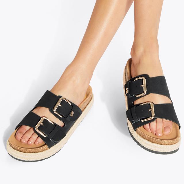 Carvela By Kurt Geiger RAQUEL Black Slip On Sandals By KG KURT GEIGER