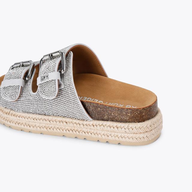 Carvela By Kurt Geiger RAQUEL GEM Silver Crystal Slip On Sandal By KG KURT GEIGER