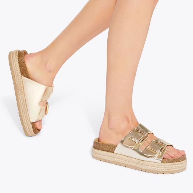 Carvela By Kurt Geiger RAQUEL Gold Slip On Sandals By KG KURT GEIGER