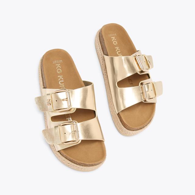 Carvela By Kurt Geiger RAQUEL Gold Slip On Sandals By KG KURT GEIGER