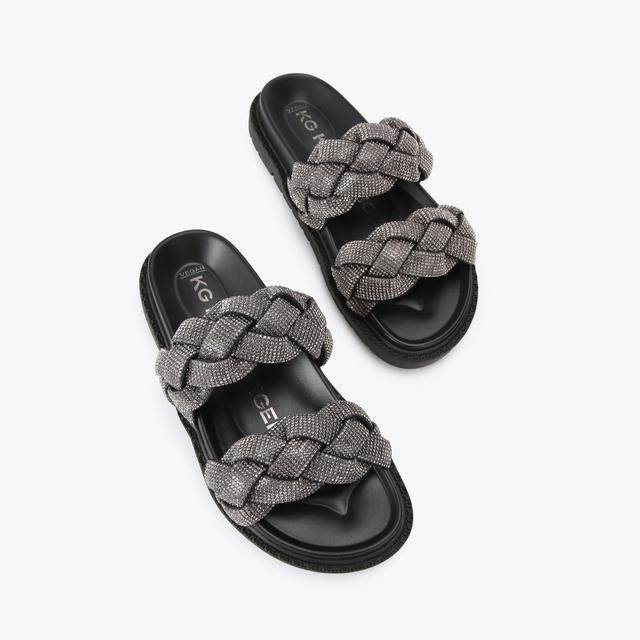 Carvela By Kurt Geiger RATH BLING2 Black Slip On Sandal By KG KURT GEIGER