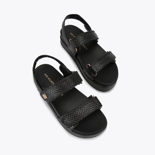 Carvela By Kurt Geiger RAYMOND2 Black Woven Raffia Sandal By KG KURT GEIGER