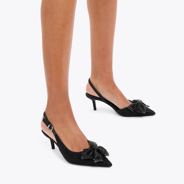 Carvela By Kurt Geiger REGAL BOW SLING 2 Black Crystal Heels By CARVELA