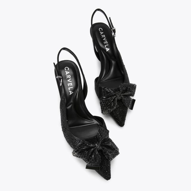 Carvela By Kurt Geiger REGAL BOW SLING 2 Black Crystal Heels By CARVELA