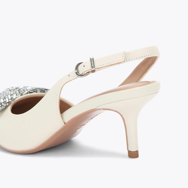 Carvela By Kurt Geiger REGAL BOW SLING 2 Bone Leather Slingback Heel By CARVELA