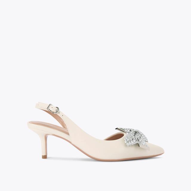 carvela by kurt geiger REGAL BOW SLING 2 Bone Leather Slingback Heel by CARVELA