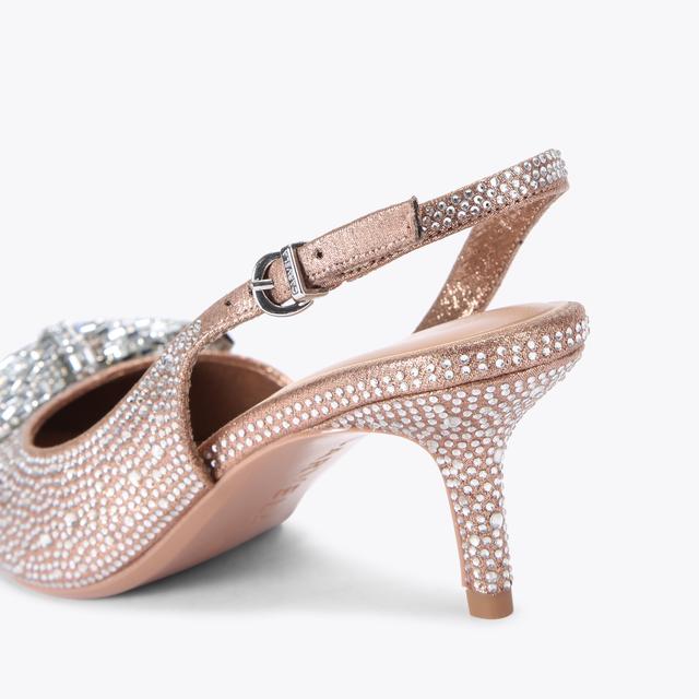 Carvela By Kurt Geiger REGAL BOW SLING 2 Gold Fabric Crystal Slingback Heel By CARVELA