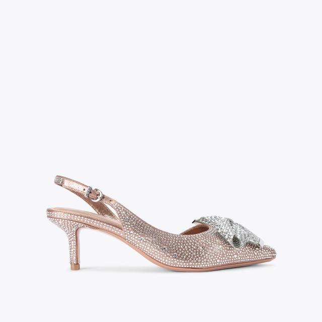 carvela by kurt geiger REGAL BOW SLING 2 Gold Fabric Crystal Slingback Heel by CARVELA