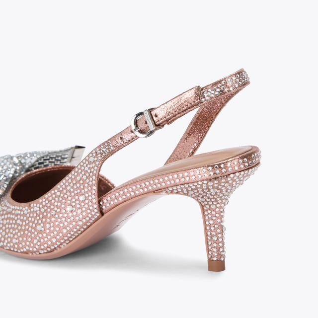 Carvela By Kurt Geiger REGAL BOW SLING 60 Rose God Crystal Slingback Heel By CARVELA
