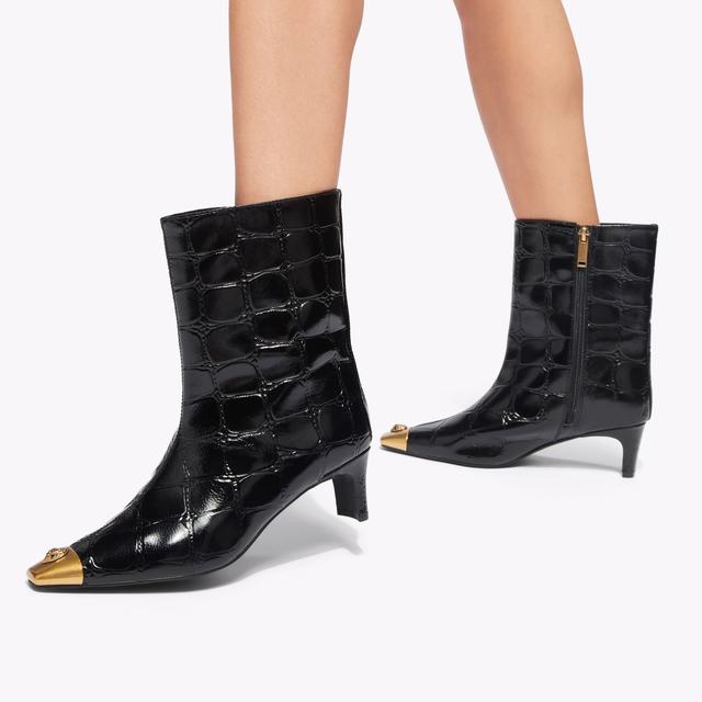 Carvela By Kurt Geiger REGENT ANKLE BOOT Black Croc Embossed Ankle Boot By KURT GEIGER LONDON